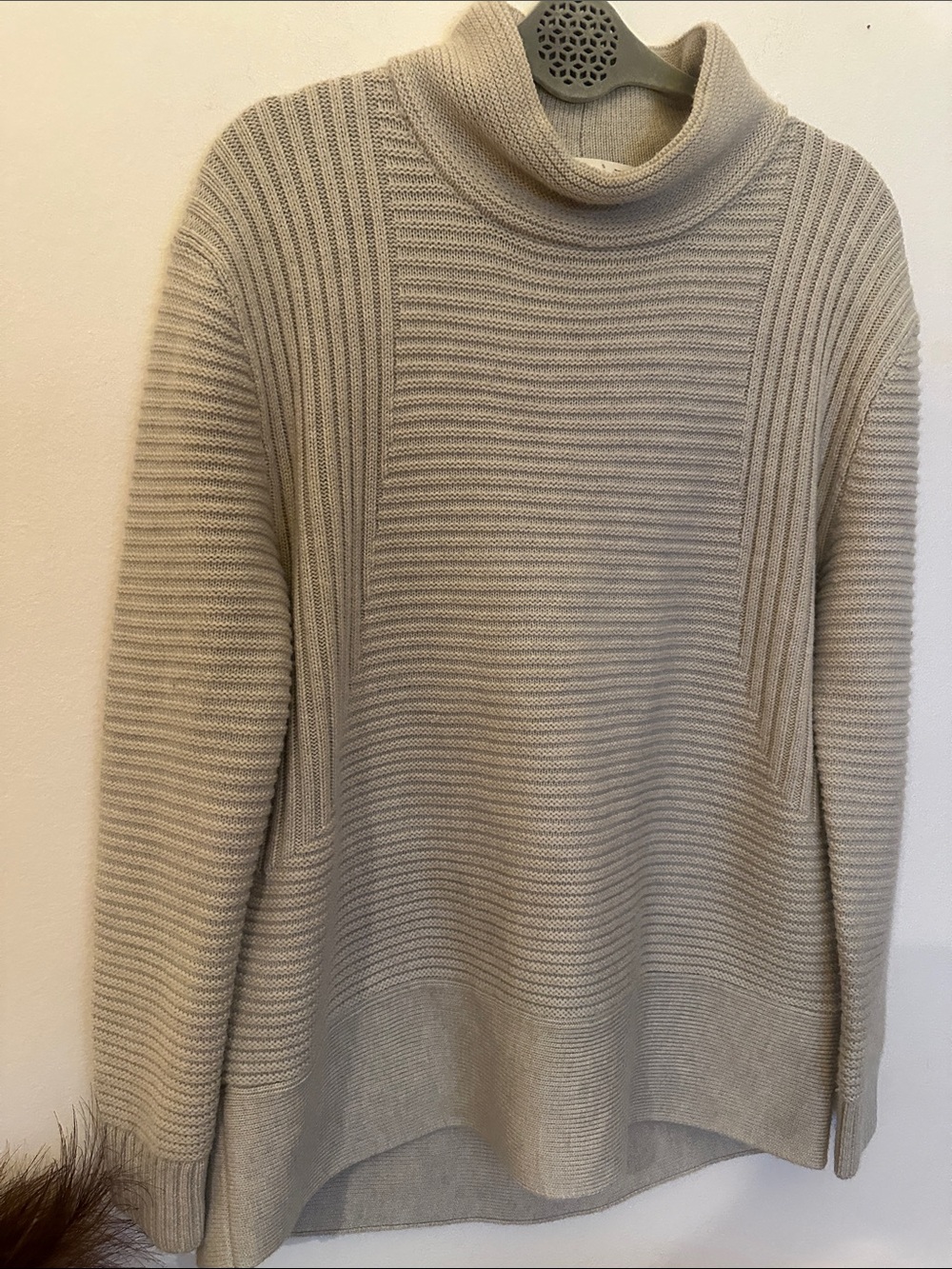 Athleta Light Gray Ribbed Cowl Neck Sweater in excellent condition